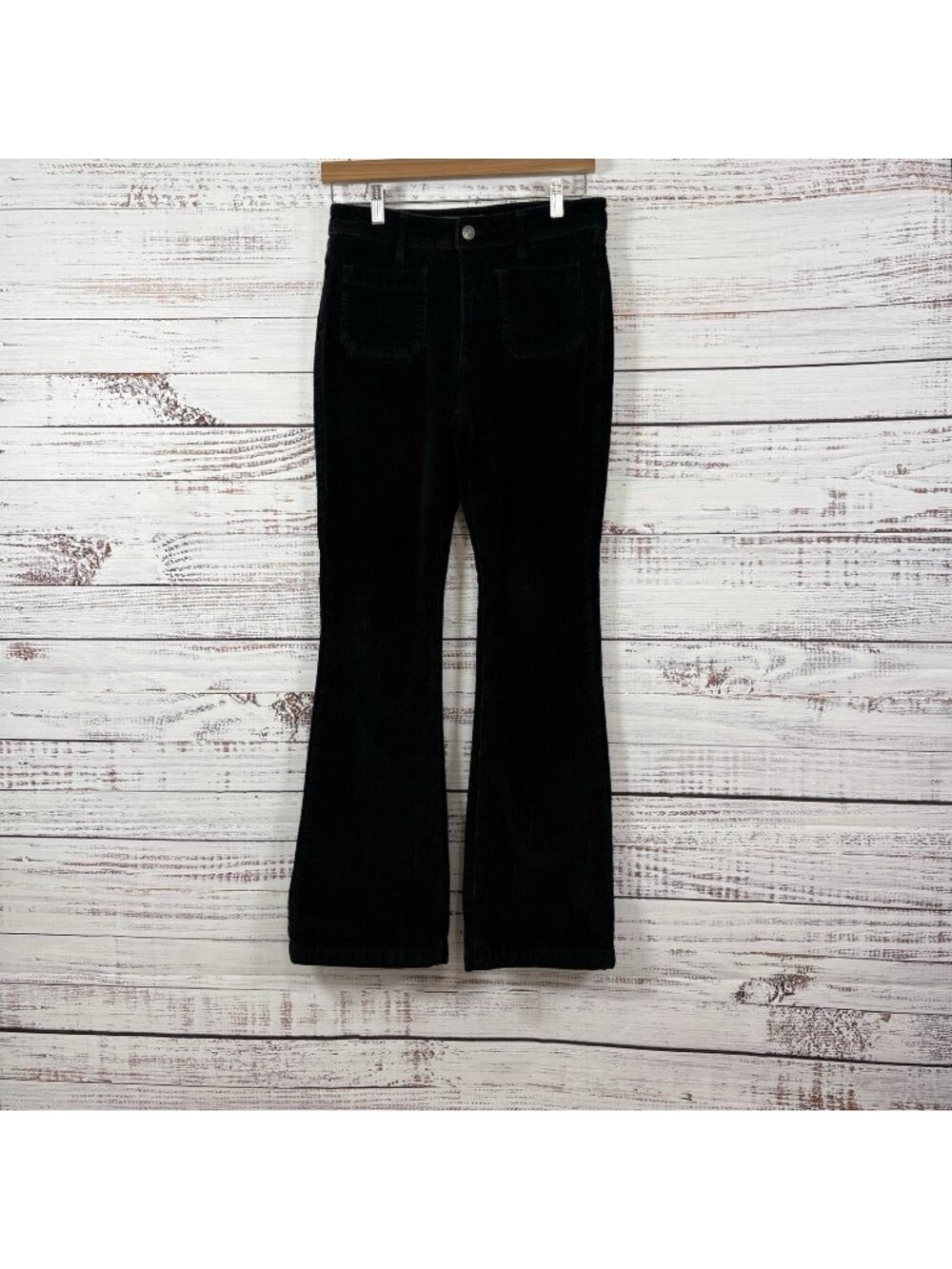 ModCloth Blue Corduroy Mid Rise Flare Pants